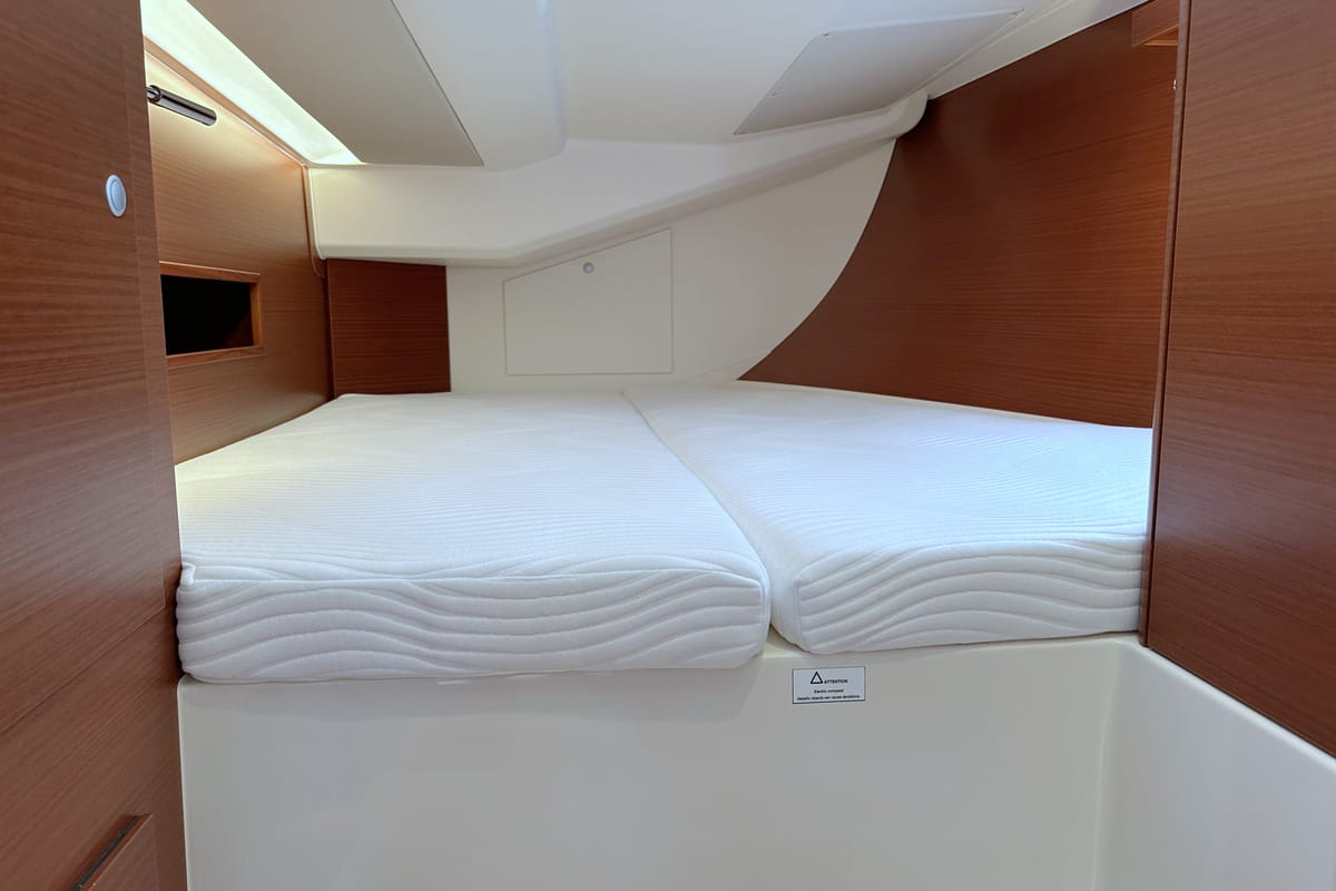 Cabin on Namaka Elua, a Hanse Yachts Hanse 458 sailboat at Palma de Mallorca, Spain