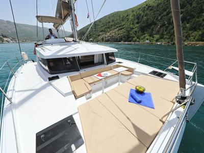 Deck of Avaler, a Bali 4.1 catamaran at Dubrovnik, Croatia