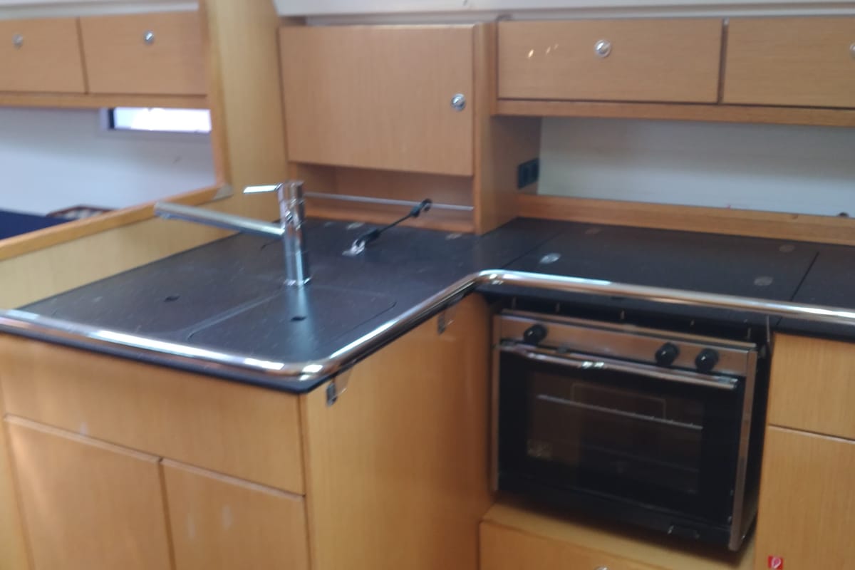 Galley of Irene, a Bavaria 36 Cruiser sailboat at Municipal Unit of Palairos, Greece
