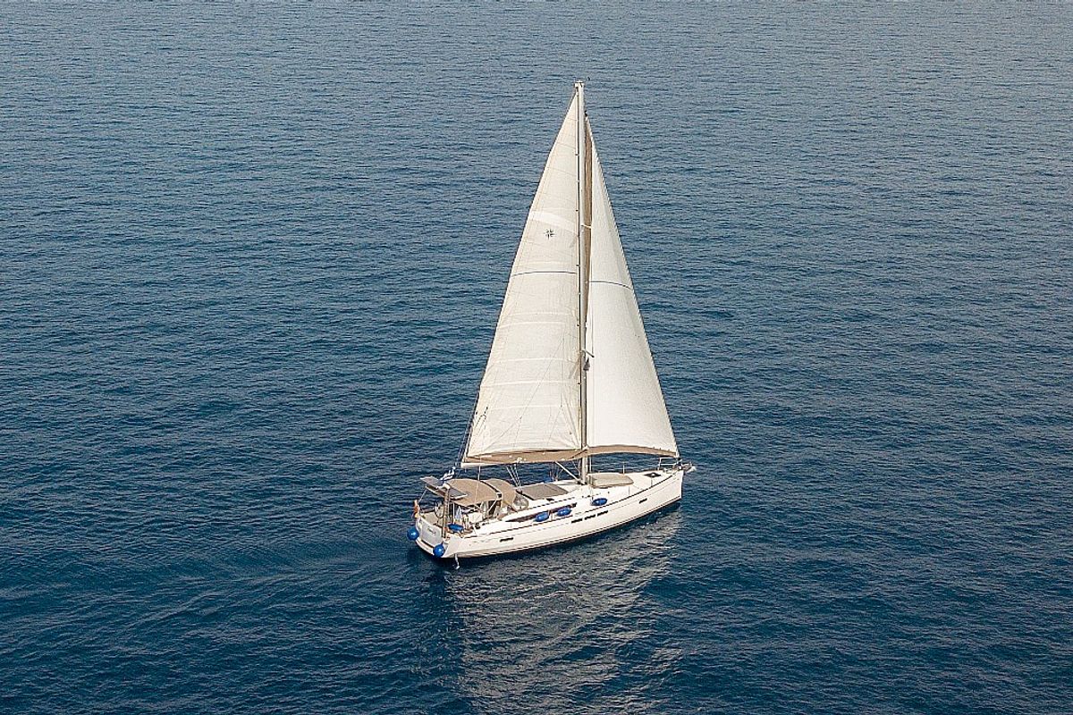 Exterior view of Promise, a Jeanneau Sun Odyssey 509 sailboat at Athens, Greece
