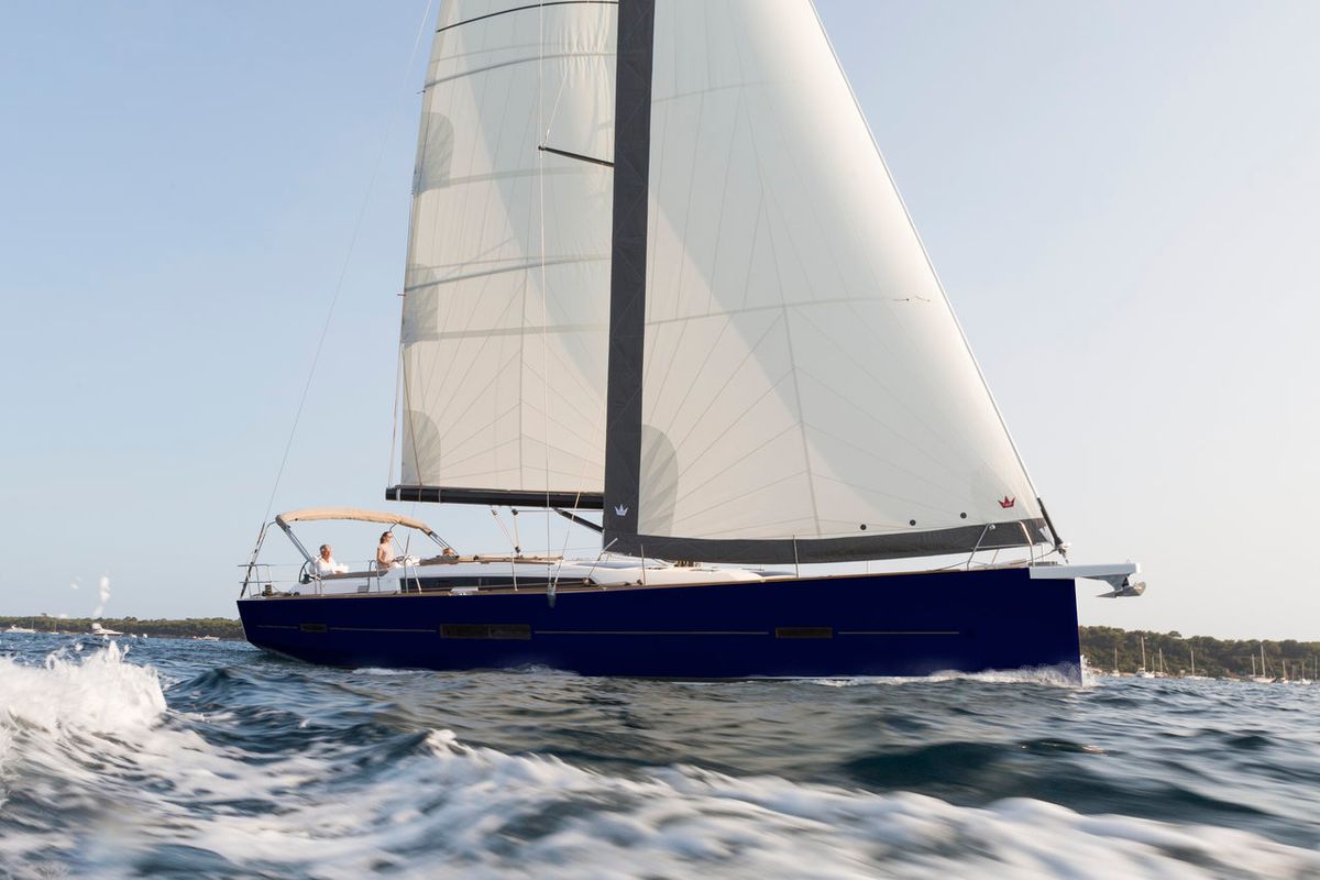 Exterior view of Eurus, a Dufour 520 GL sailboat at Primošten, Croatia