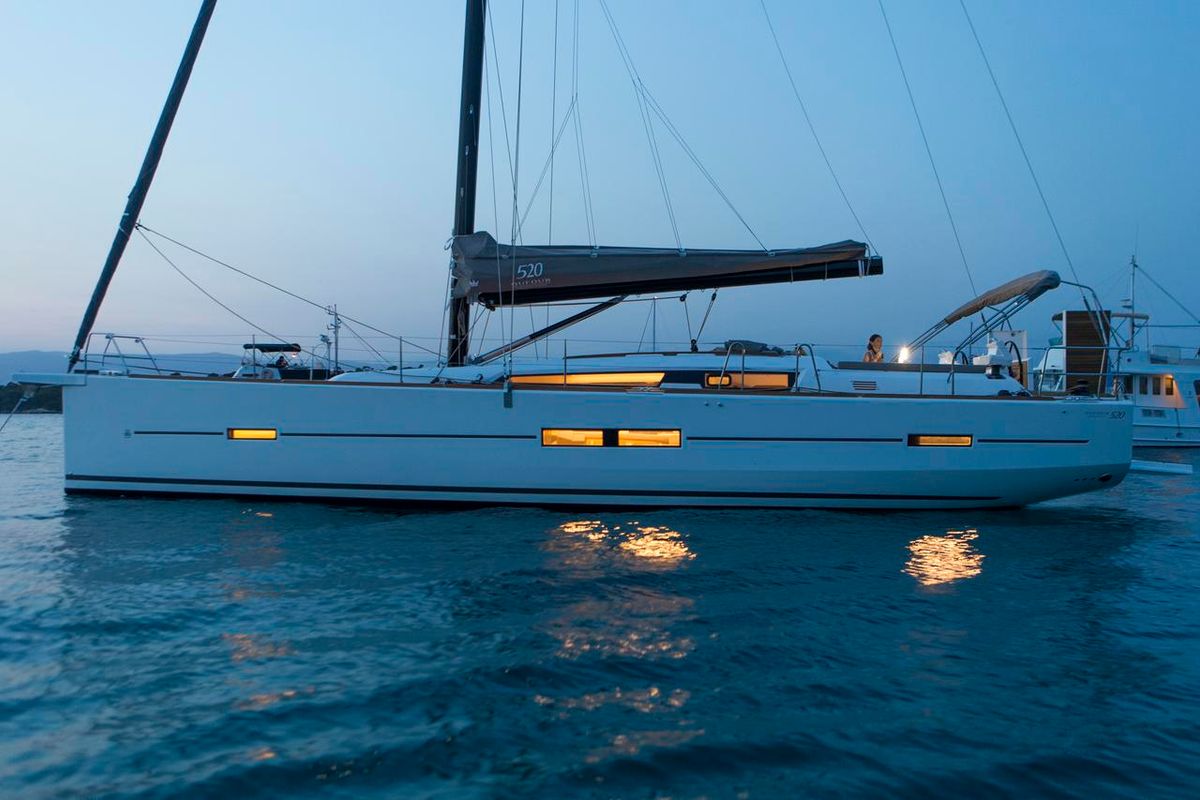 Exterior view of Eurus, a Dufour 520 GL sailboat at Primošten, Croatia