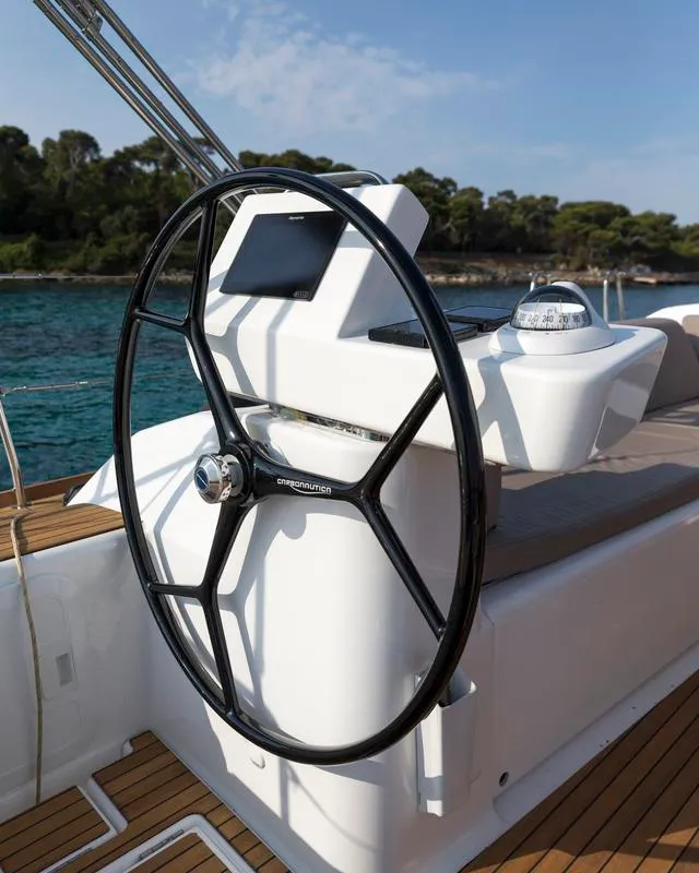 Cockpit of Eurus, a Dufour 520 GL sailboat at Primošten, Croatia