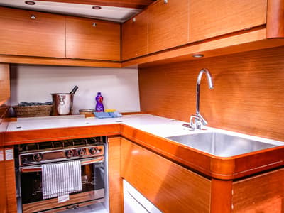 Galley of Eurus, a Dufour 520 GL sailboat at Primošten, Croatia