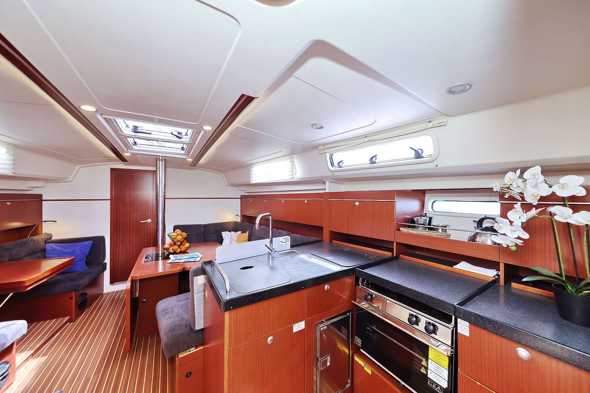 Galley of Natali, a Hanse Yachts Hanse 415 sailboat at Grad Biograd na Moru, Croatia