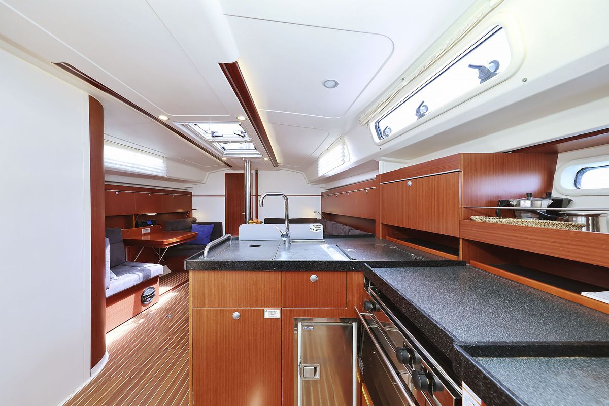 Galley of Natali, a Hanse Yachts Hanse 415 sailboat at Grad Biograd na Moru, Croatia