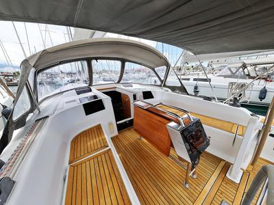 Cockpit of Natali, a Hanse Yachts Hanse 415 sailboat at Grad Biograd na Moru, Croatia