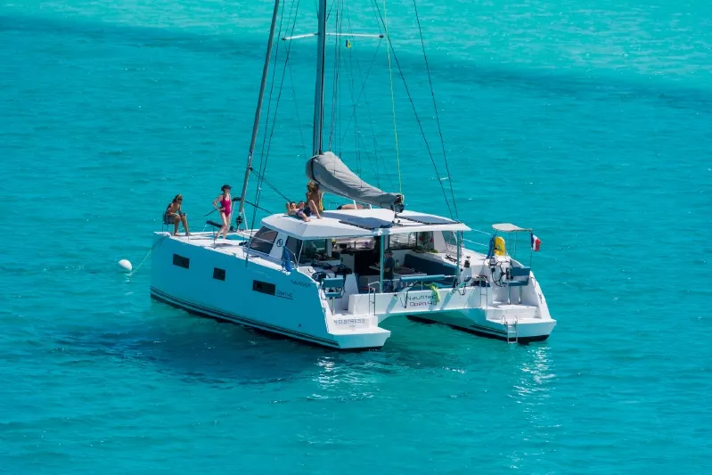 Exterior view of Untethered, a Nautitech Rochefort Nautitech 40 Open catamaran at Parham Town, British Virgin Islands