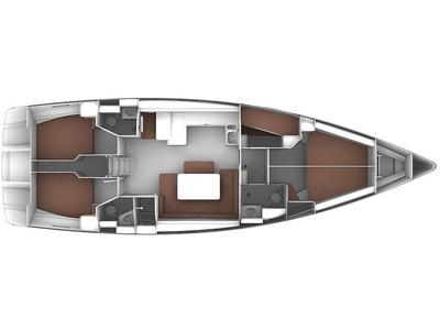 Floor plan of Callisti, a Bavaria Cruiser 51 sailboat at Kos, Greece