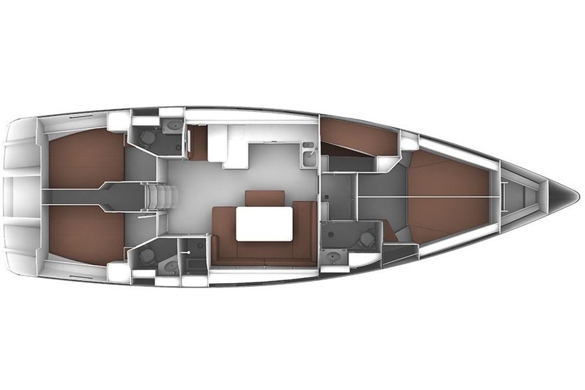 Floor plan of Callisti, a Bavaria Cruiser 51 sailboat at Kos, Greece