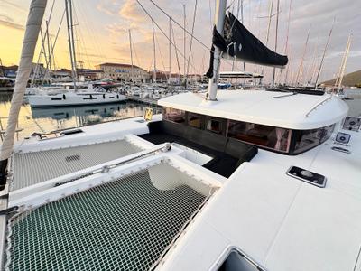 Deck of Salty Love, a Lagoon 450 Sport catamaran at Municipal Unit of Lefkada, Greece
