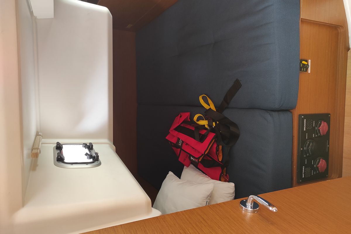 Cabin on Alboran Caipiroska, a Jeanneau Sun Odyssey 440 sailboat at es Jonquet, Spain