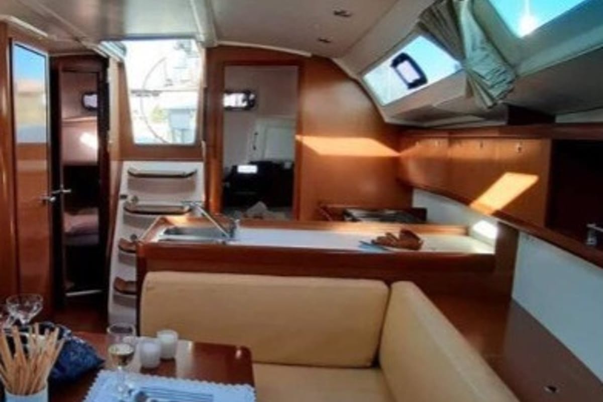 Salon of Maria, a Beneteau Oceanis 37 sailboat at Municipal Unit of Palairos, Greece