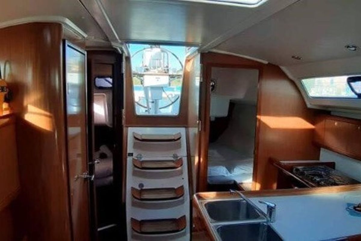 Salon of Maria, a Beneteau Oceanis 37 sailboat at Municipal Unit of Palairos, Greece