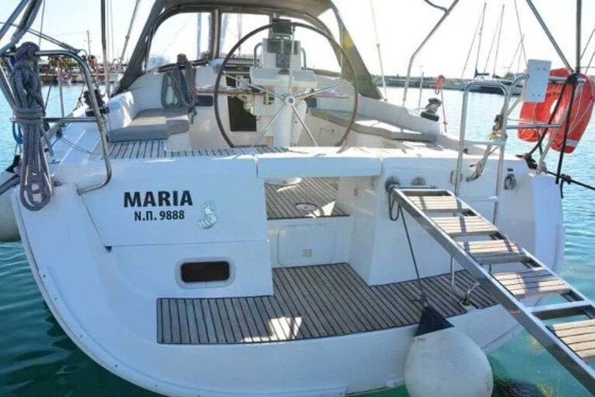 Deck of Maria, a Beneteau Oceanis 37 sailboat at Municipal Unit of Palairos, Greece