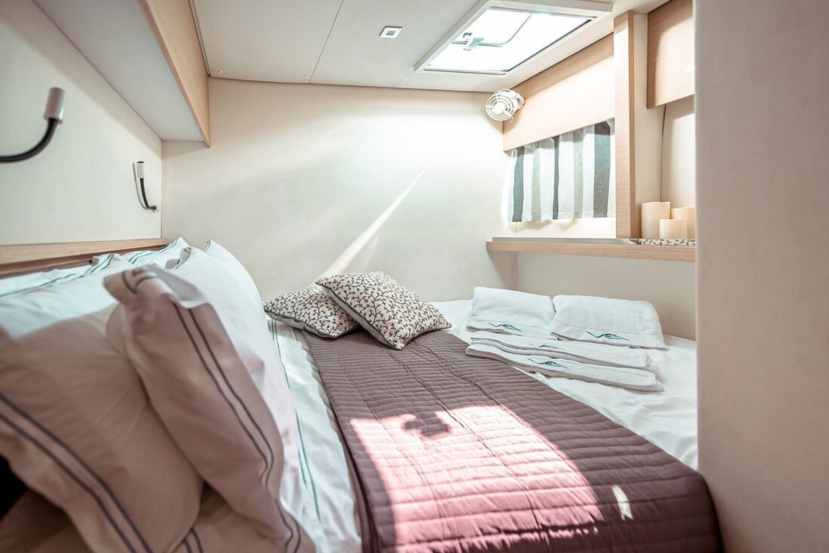 Cabin on Sea Energy V, a Fountaine Pajot Saba 50 catamaran at Athens, Greece
