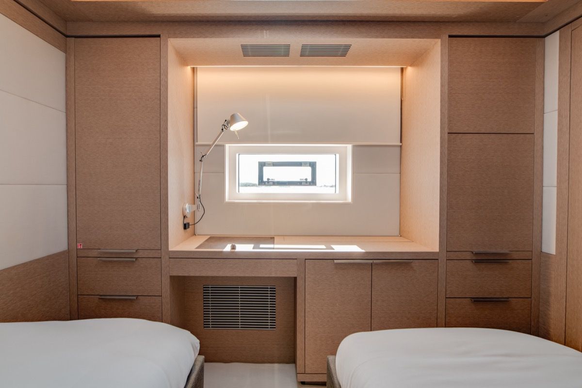Cabin on Zenit, a Lagoon Seventy 8 catamaran at Olbia, Italy