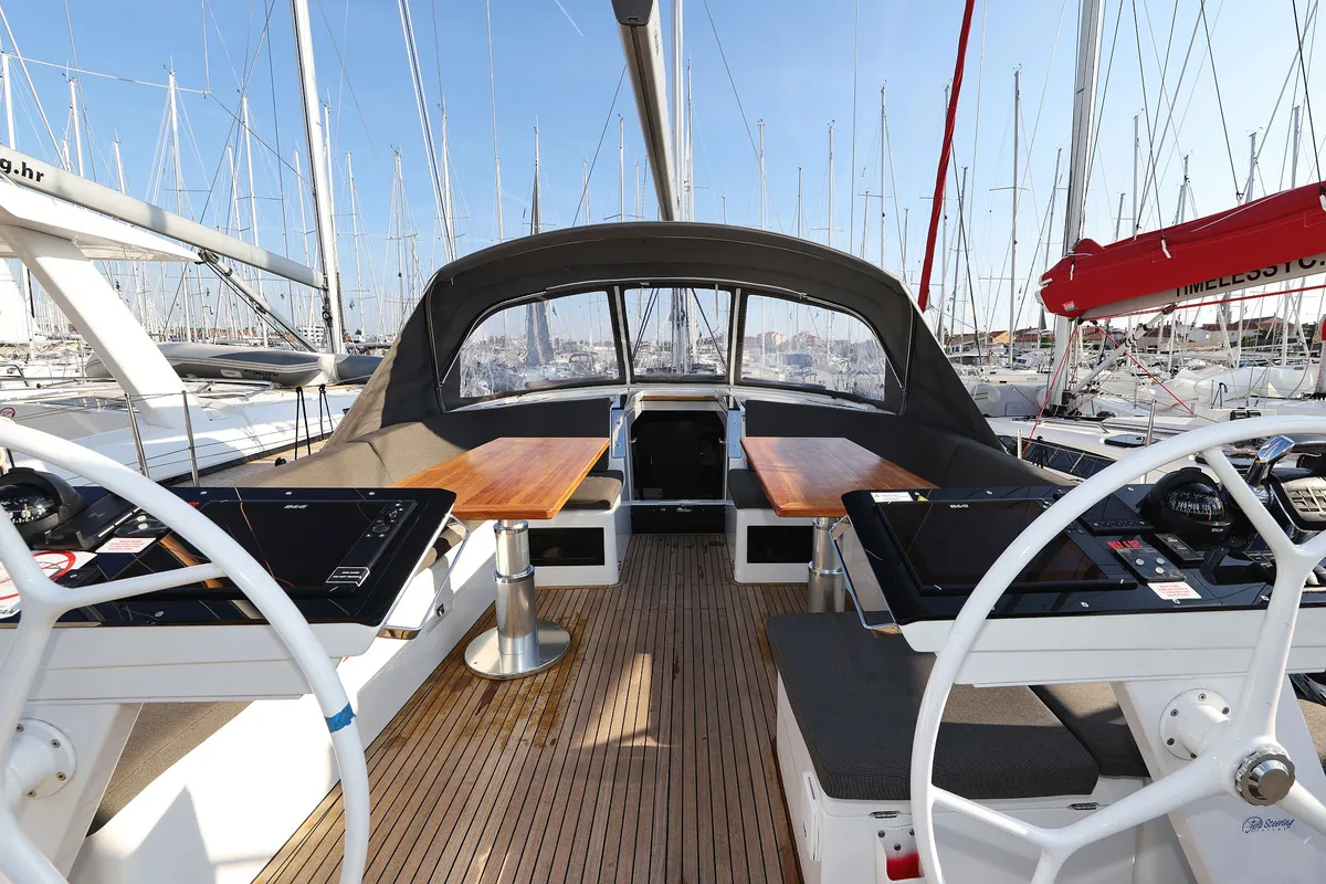 Cockpit of Infinity, a Hanse Yachts Hanse 460 sailboat at Općina Sukošan, Croatia