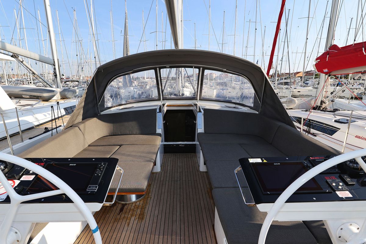 Cockpit of Infinity, a Hanse Yachts Hanse 460 sailboat at Općina Sukošan, Croatia