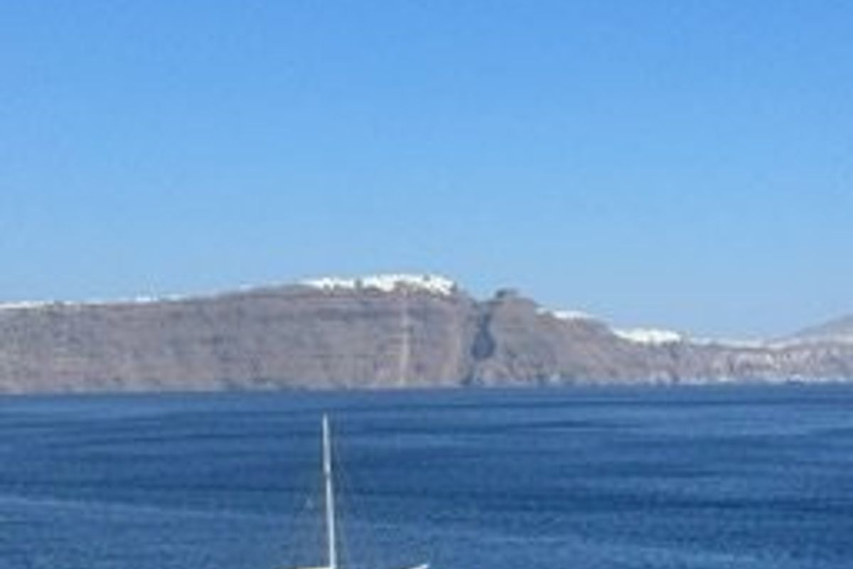 Deck of Kymatia, a Custom Made Trehandiri sailboat at Thira Municipal Unit, Greece