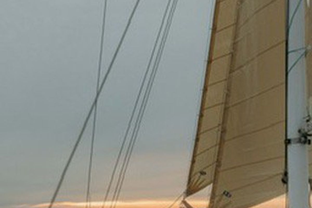 Deck of Kymatia, a Custom Made Trehandiri sailboat at Thira Municipal Unit, Greece