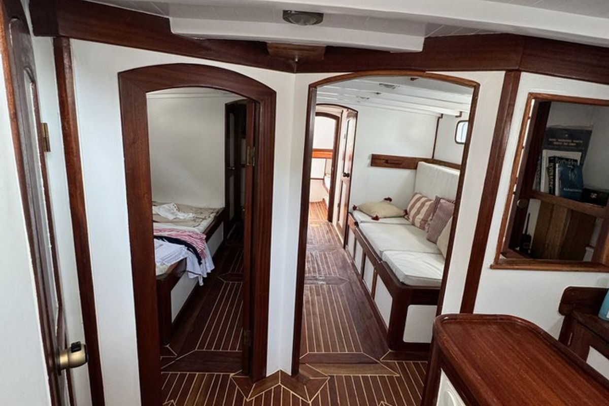 Salon of Kymatia, a Custom Made Trehandiri sailboat at Thira Municipal Unit, Greece