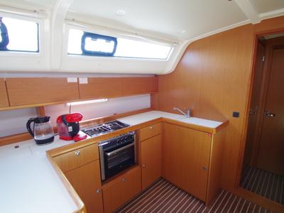 Galley of Papaya, a Bavaria 51 Cruiser sailboat at Port de Pollença, Spain