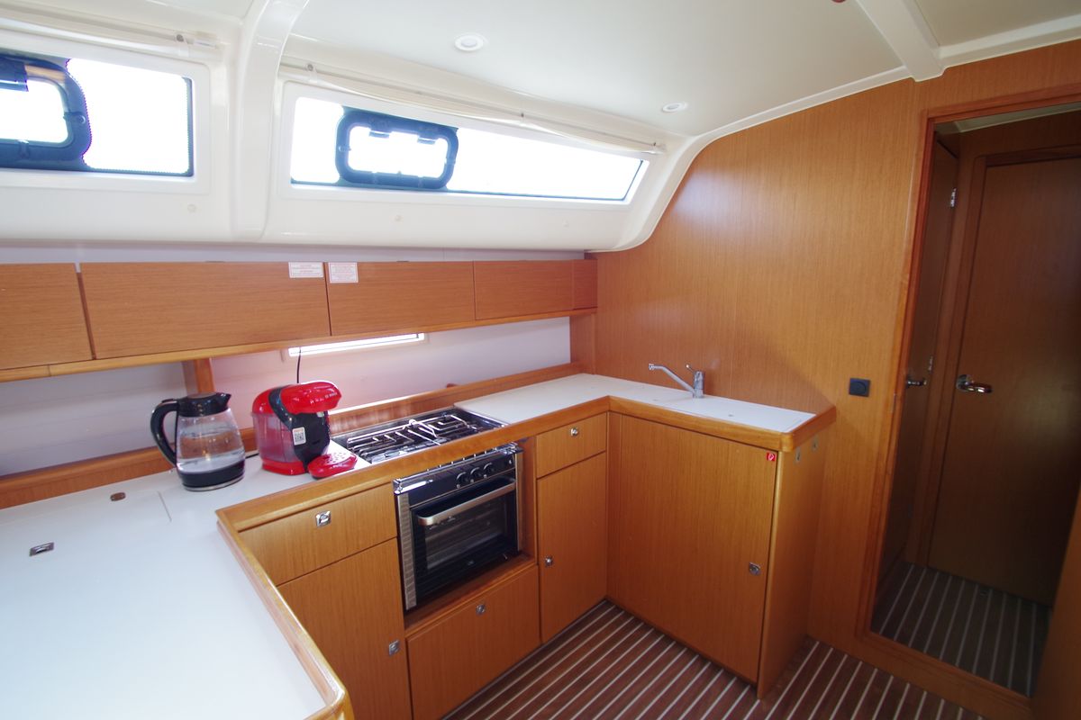 Galley of Papaya, a Bavaria 51 Cruiser sailboat at Port de Pollença, Spain