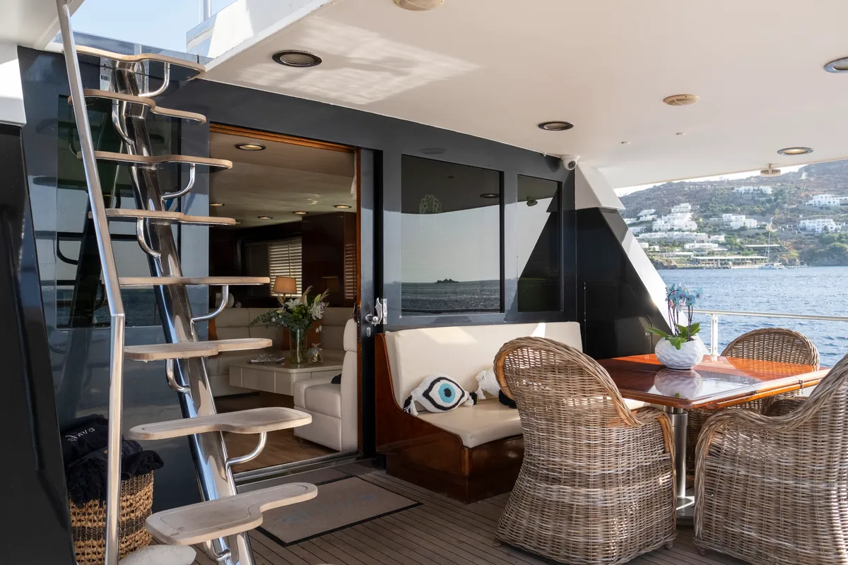 Deck of Shiva, a Cantieri di Pisa Akhir 27 yacht at Ornos, Greece
