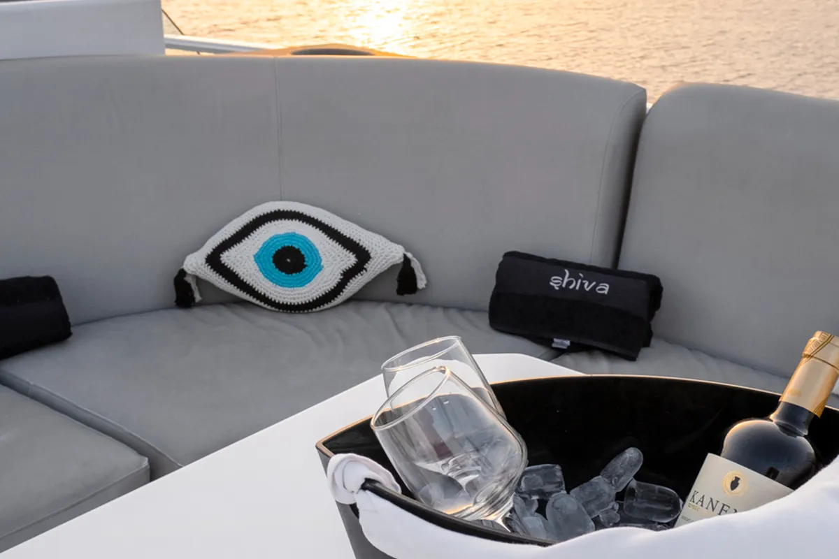Deck of Shiva, a Cantieri di Pisa Akhir 27 yacht at Ornos, Greece