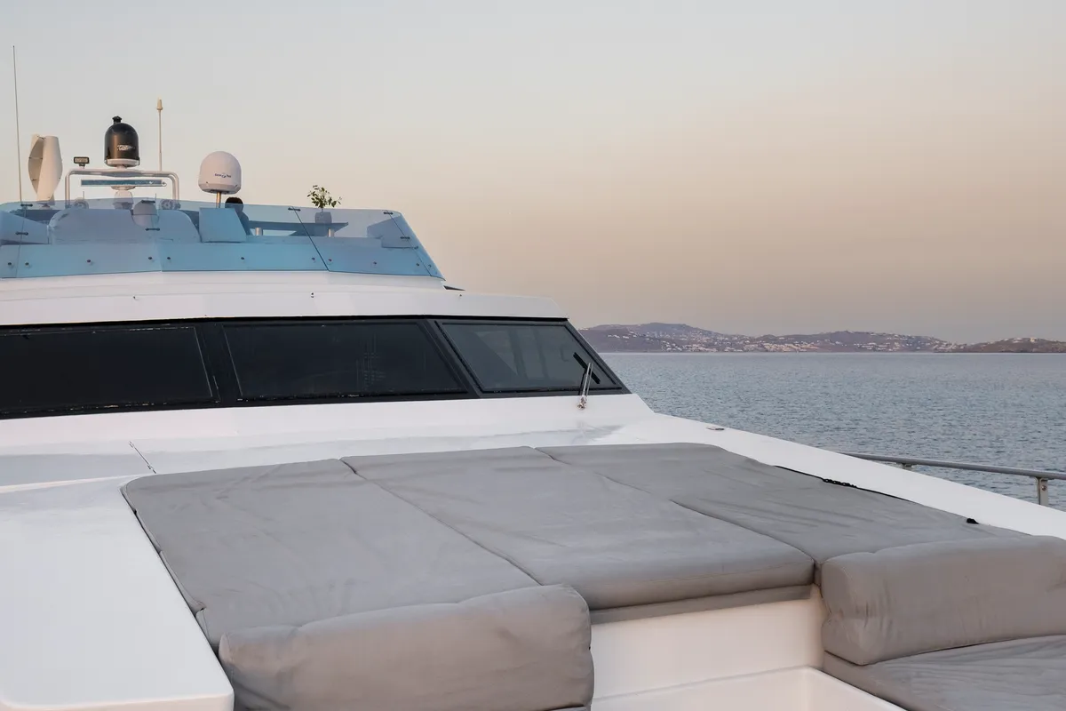 Deck of Shiva, a Cantieri di Pisa Akhir 27 yacht at Ornos, Greece