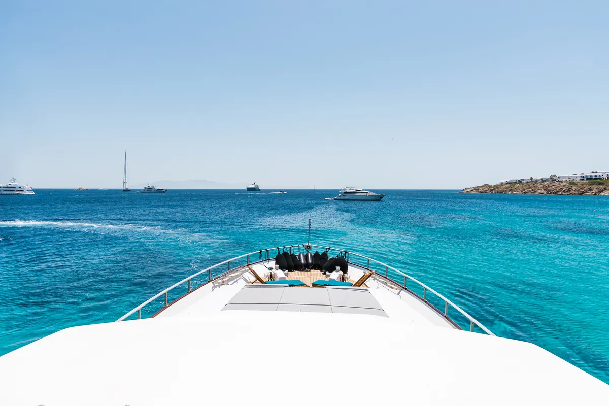 Deck of Shiva, a Cantieri di Pisa Akhir 27 yacht at Ornos, Greece
