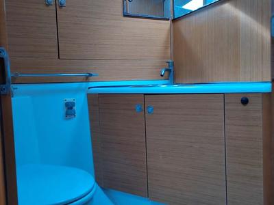 Salon of Miss Elli, a Jeanneau Sun Odyssey 44i sailboat at Kontokali, Greece