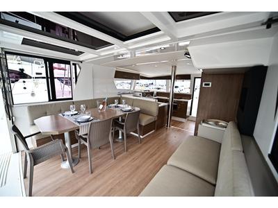 Deck of Mamma Mia, a Bali 4.2 catamaran at Salerno, Italy