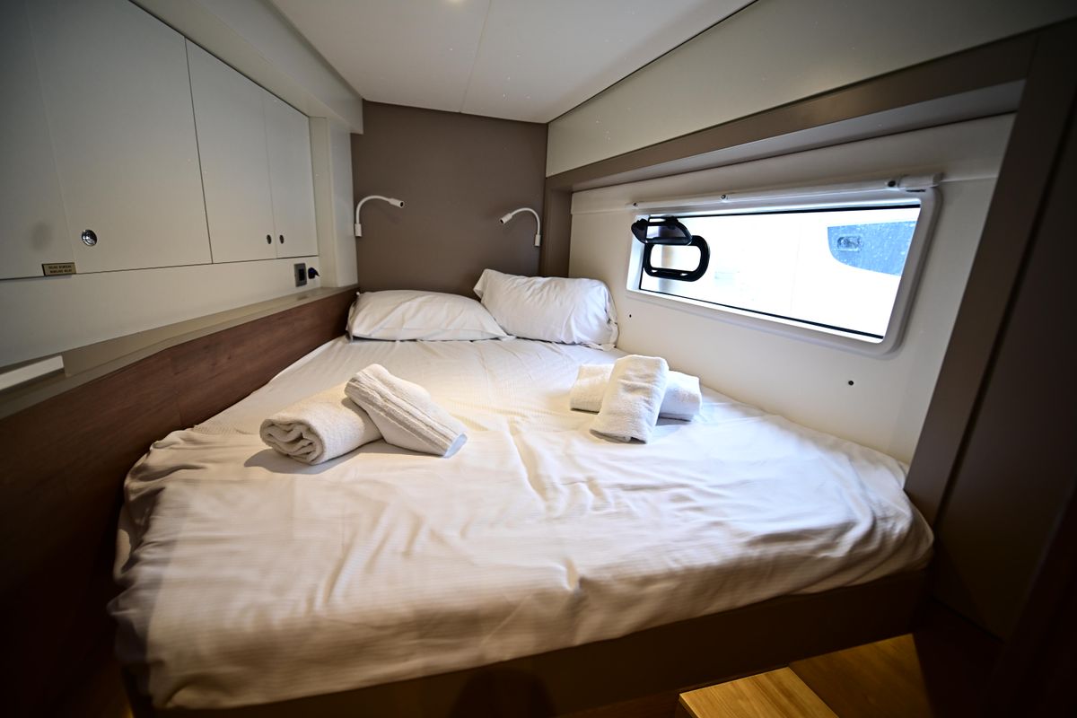 Cabin on Mamma Mia, a Bali 4.2 catamaran at Salerno, Italy
