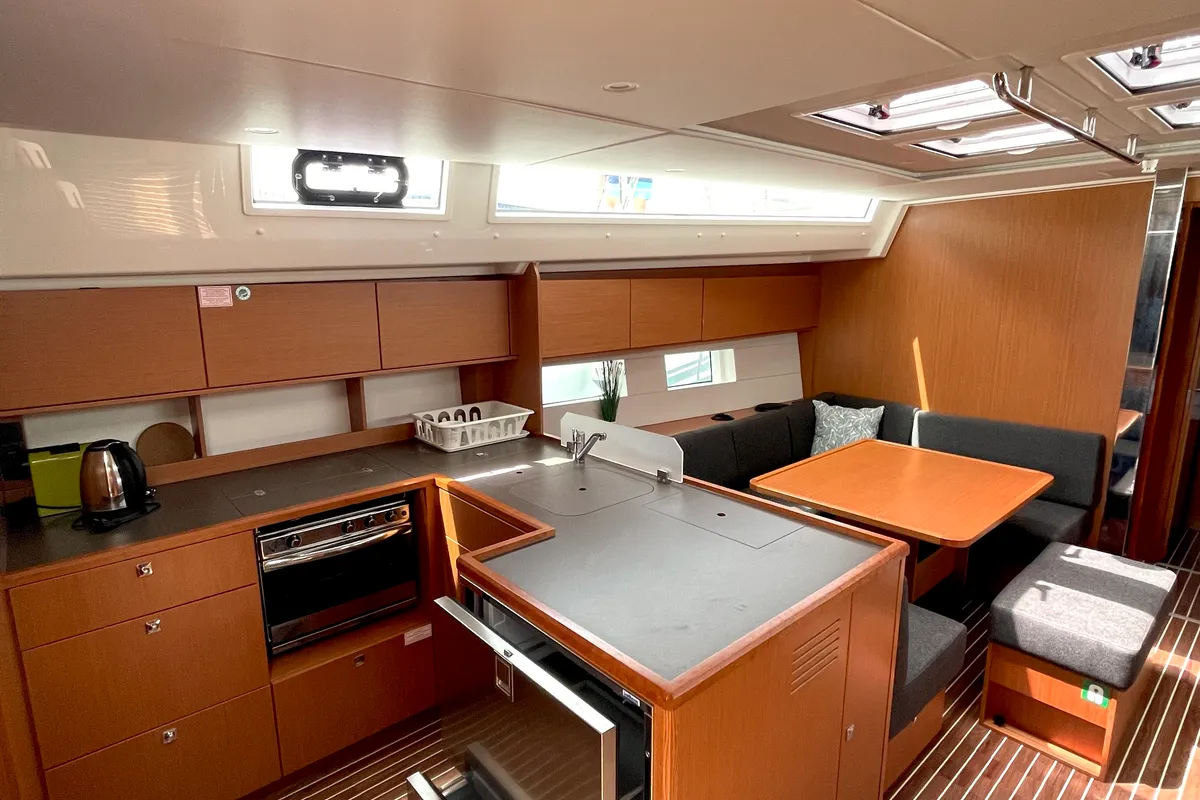 Galley of Hangover, a Bavaria C50 Holiday sailboat at Grad Kaštela, Croatia