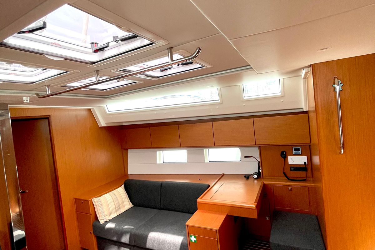 Salon of Hangover, a Bavaria C50 Holiday sailboat at Grad Kaštela, Croatia