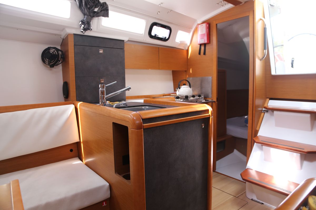Galley of Ferousa, a Jeanneau Sun Odyssey 349 sailboat at Volos Municipality, Greece