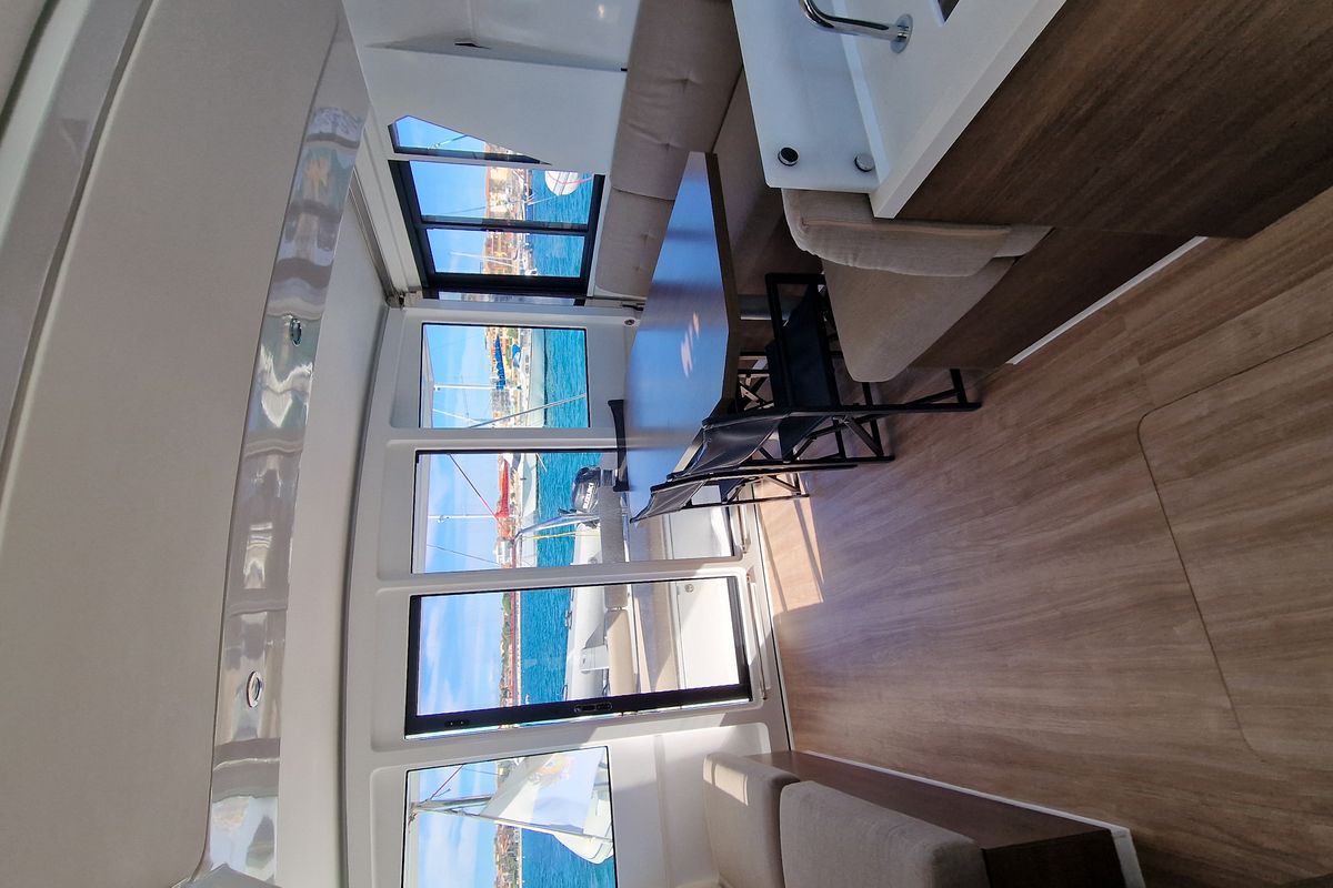 Salon of Fabster19, a Bali 4.2 catamaran at Figari/Golfo Aranci, Italy