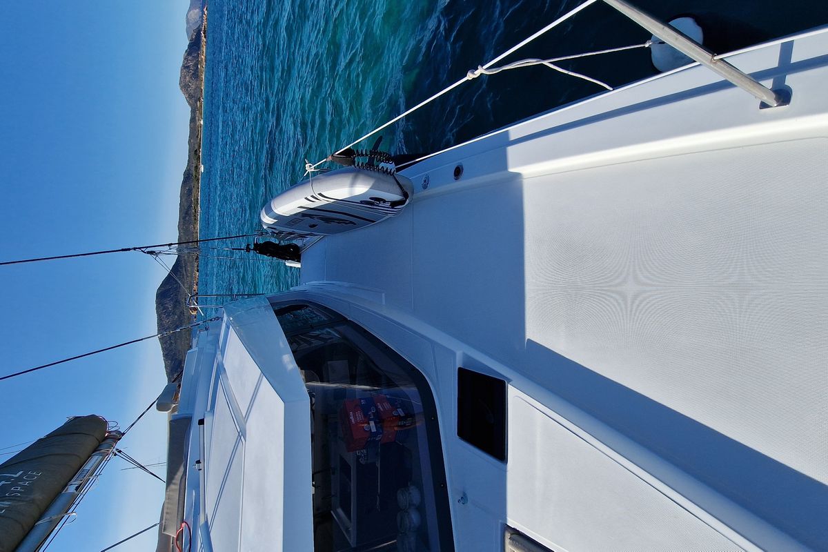 Exterior view of Fabster19, a Bali 4.2 catamaran at Figari/Golfo Aranci, Italy