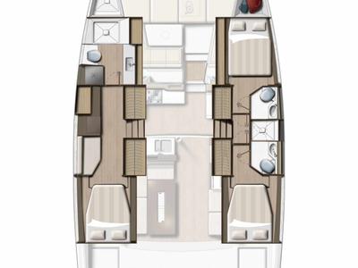 Floor plan of Leo, a Bali 4.2 OW catamaran at Lavreotiki Municipal Unit, Greece