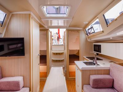 Salon of Grajewska Kepa, a Northman Maxus 34 sailboat at Sztynort, Poland