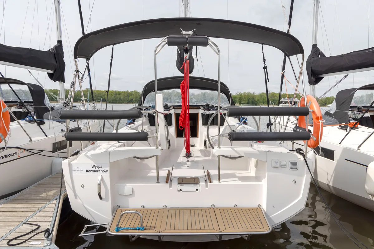 Deck of Grajewska Kepa, a Northman Maxus 34 sailboat at Sztynort, Poland