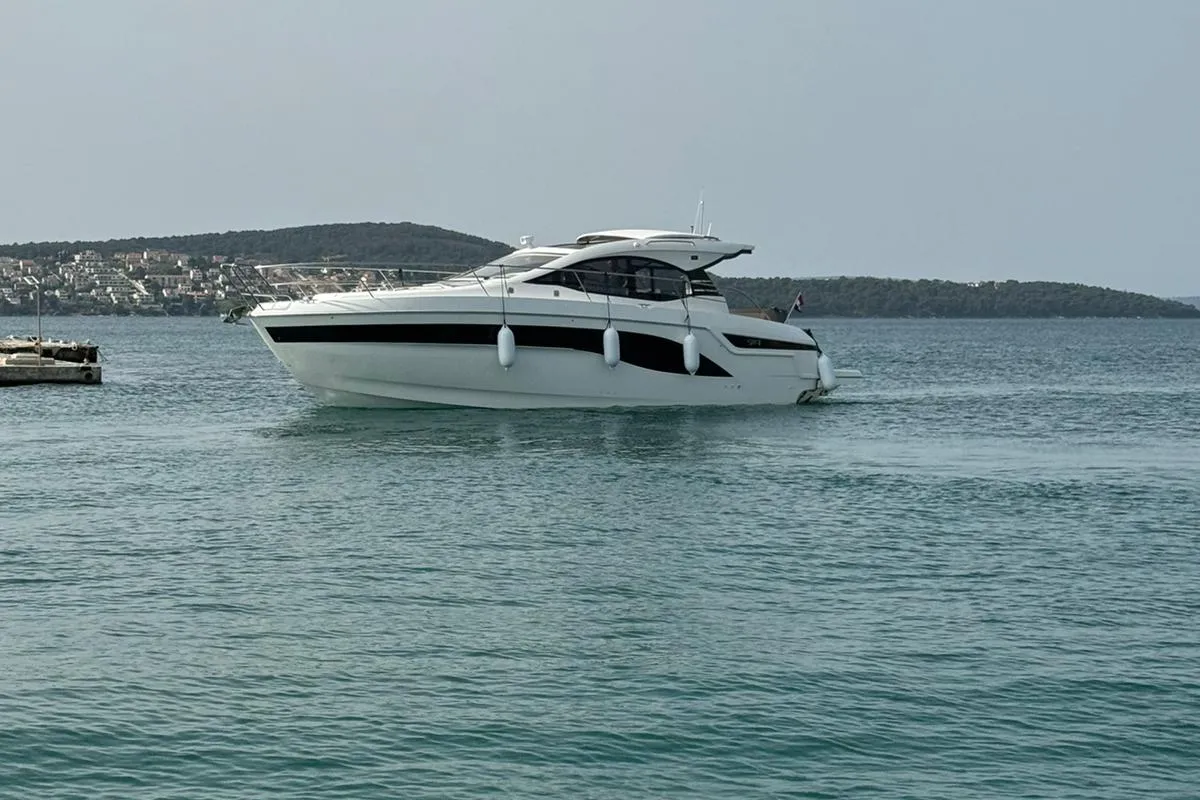 Exterior view of Ivana, a Bavaria SR41 yacht at Grad Trogir, Croatia