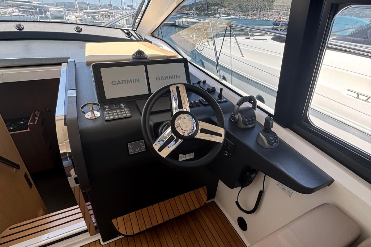 Cockpit of Ivana, a Bavaria SR41 yacht at Grad Trogir, Croatia