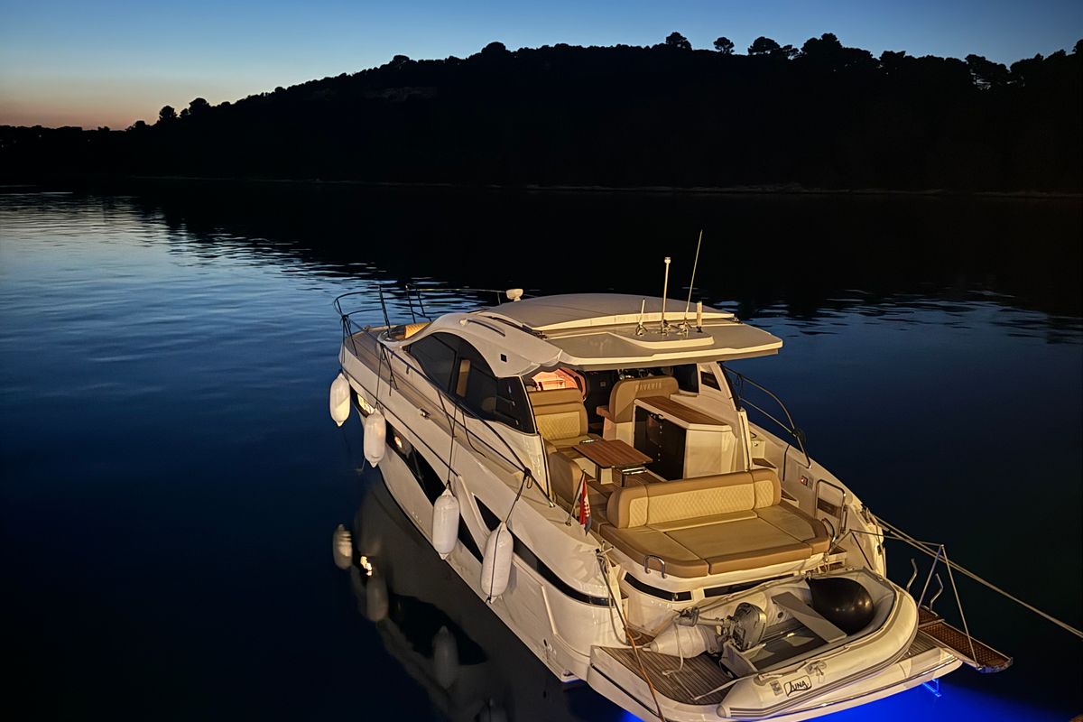 Exterior view of Ivana, a Bavaria SR41 yacht at Grad Trogir, Croatia
