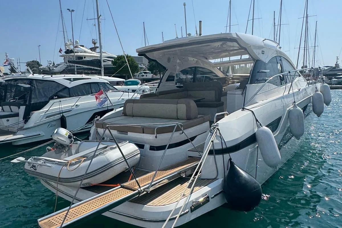 Exterior view of Ivana, a Bavaria SR41 yacht at Grad Trogir, Croatia