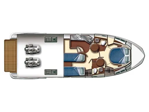 Shine V, a Azimut Azimut 43 S motorboat at Kontokali, Greece