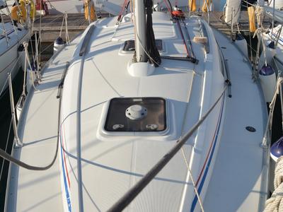 Deck of Charoula, a Jeanneau Sun Odyssey 32i sailboat at Municipal Unit of Lefkada, Greece