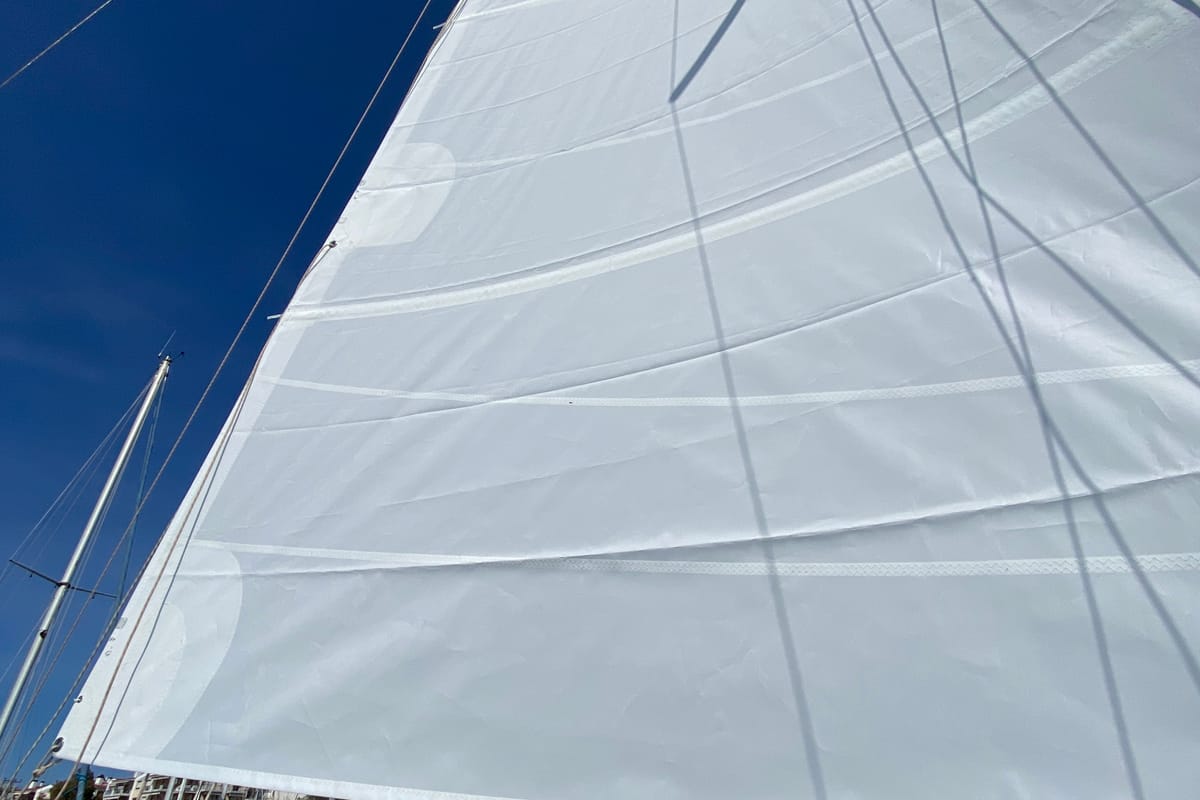 Exterior view of Charoula, a Jeanneau Sun Odyssey 32i sailboat at Municipal Unit of Lefkada, Greece